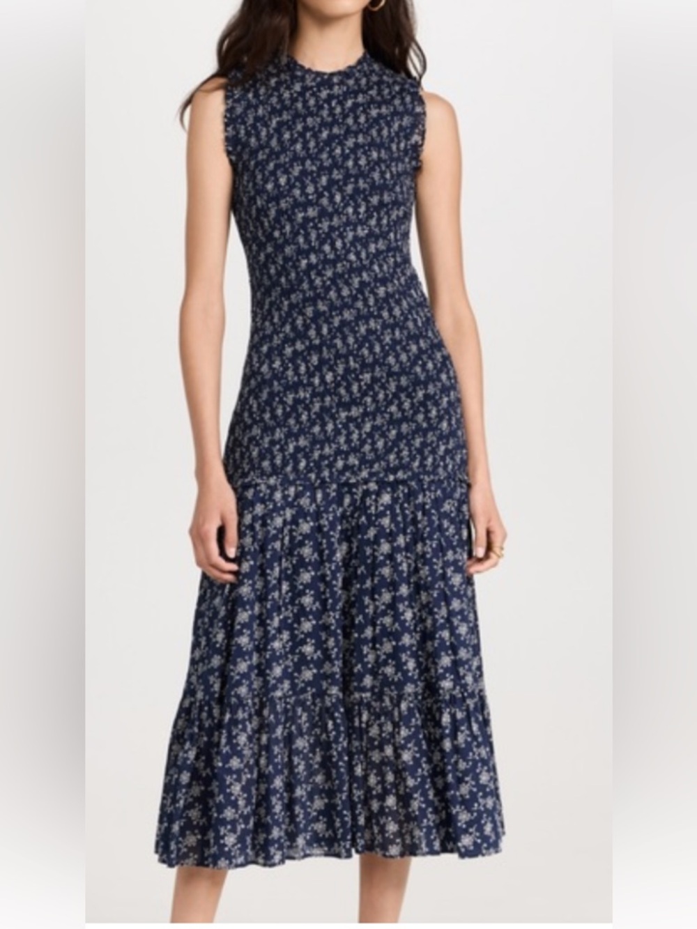 Veronica Beard Verena Floral Smocked Fit-and-Flare Midi Dress